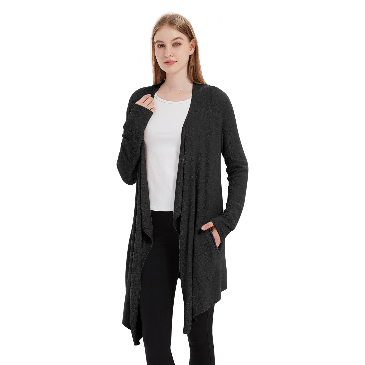 Ultra Soft Drape Black Cardigan